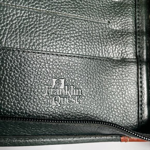 Franklin Quest Verona Leather 7-Ring Planner Binder Green Brown Made in USA - Picture 4 of 13